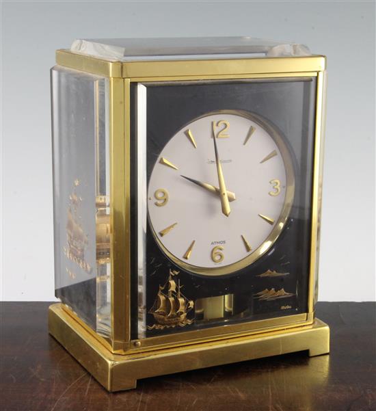 A Jaegar Le Coultre Marina pattern Atmos clock, 9in. movement in need of restoration